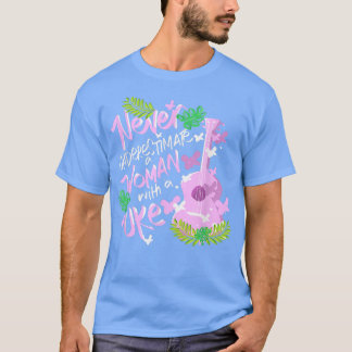 Ukulele Hawaii Tropical Music Player Woman Girls 3 T-Shirt