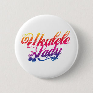 Ukulele Lady Button Abzeichen Rosa