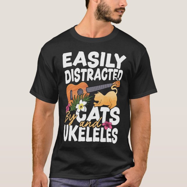 Ukulele leicht von Katzen und Ukuleles-Katze abgel T-Shirt (Vorderseite)