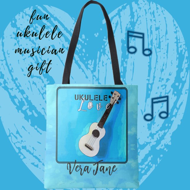 Ukulele Liebe in Hübschen Blautönen Tasche (Von Creator hochgeladen)