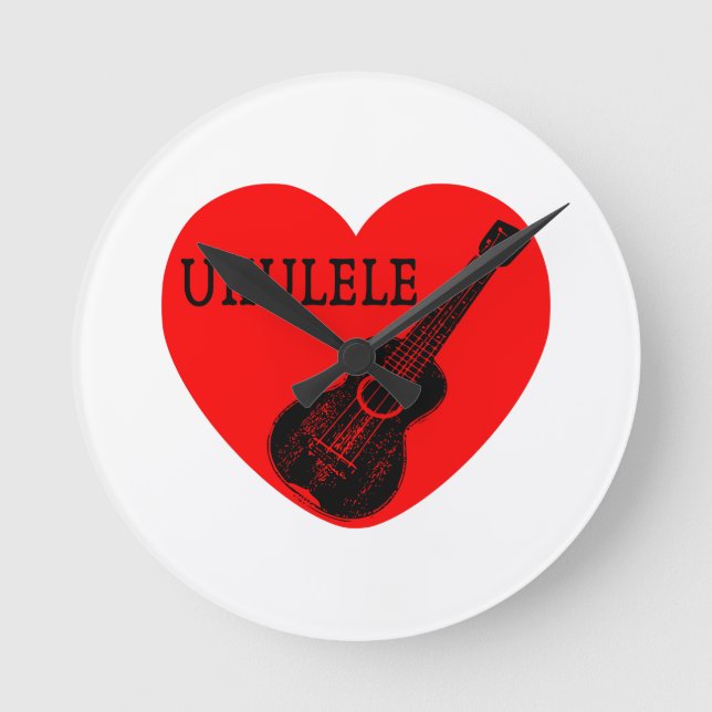 Ukulele Liebe Runde Wanduhr (Vorderseite)