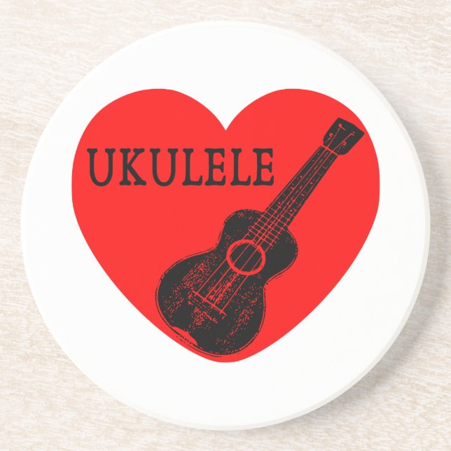 Ukulele Liebe Sandstein Untersetzer (Vorne)