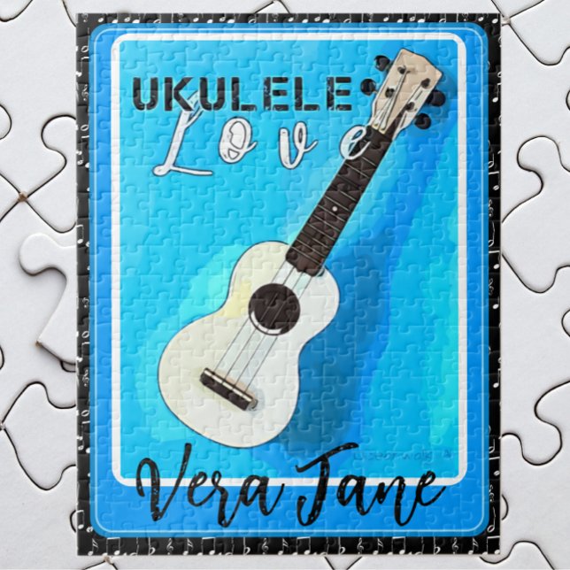 Ukulele Liebe Shades of Blue mit Name (Von Creator hochgeladen)