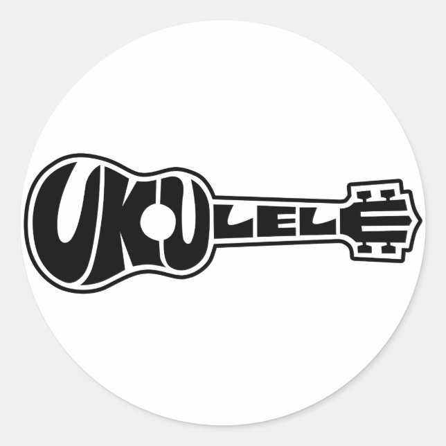 Ukulele-Logo Runder Aufkleber (Vorderseite)