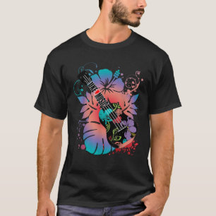 UKULELE lustige Musik- und HIBISKUS-Blume UKE T-Shirt
