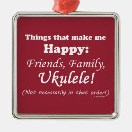 Ukulele macht mich glücklich silbernes ornament