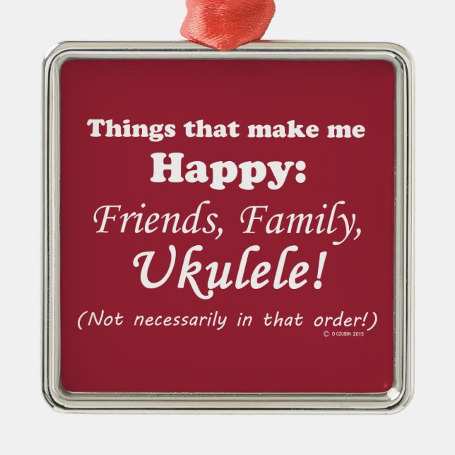 Ukulele macht mich glücklich silbernes ornament (Vorne)