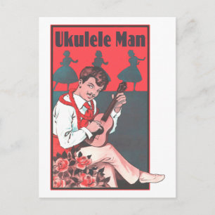 Ukulele-Mann-Postkarte Postkarte