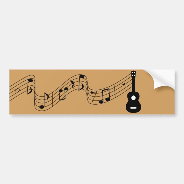 Ukulele mit Musiknoten Autoaufkleber (Vorne)