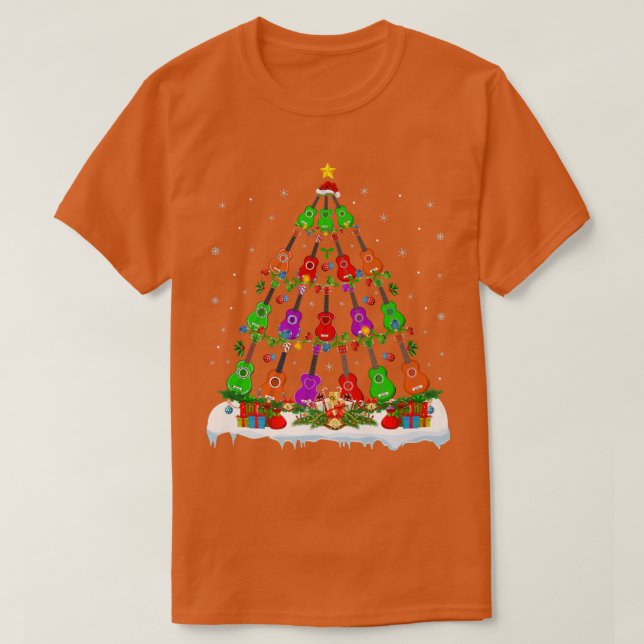 Ukulele Music Lover Xmas Lights Ukulele Christmas T-Shirt (Design vorne)