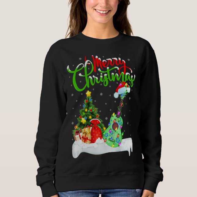 Ukulele Music Xmas Lighting Santa Ukulele Christma Sweatshirt (Vorderseite)