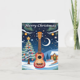 Ukulele Musical Instrument Snow Tree Weihnachten