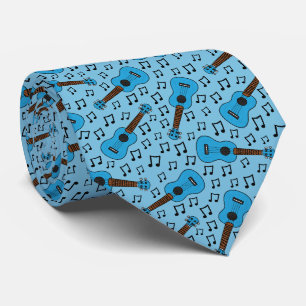 Ukulele Notenmuster Uke Spieler (Blau) Krawatte