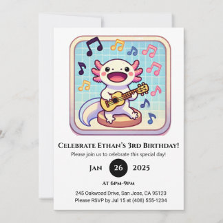 Ukulele Performer Axolotl Birthday Einladung