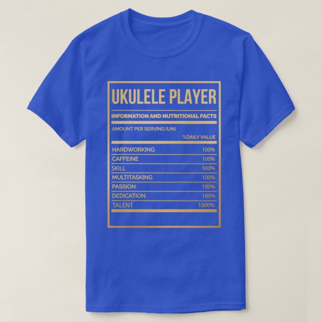 Ukulele Player Funny Ukulele Nutrition Label in Go T-Shirt (Design vorne)