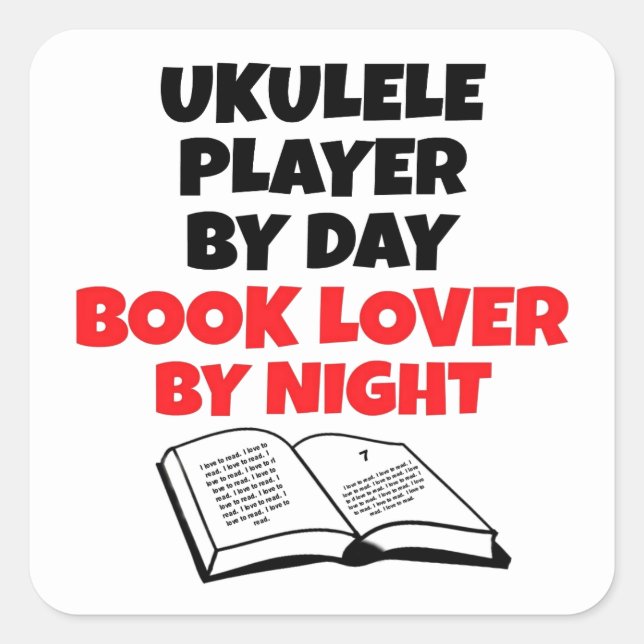Ukulele Player-Lieben Lesen Quadratischer Aufkleber (Vorderseite)