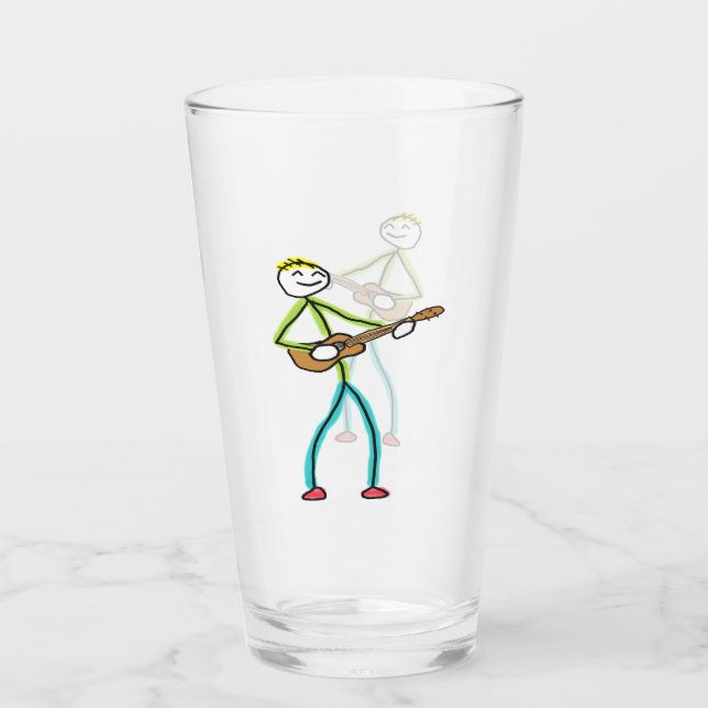 Ukulele Playing Stickman Glas (Vorderseite)