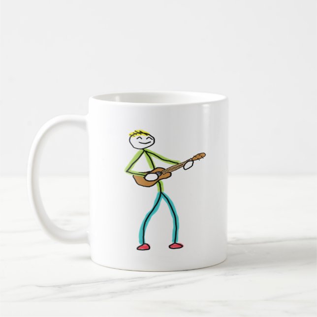 Ukulele Playing Stickman Kaffeetasse (Links)