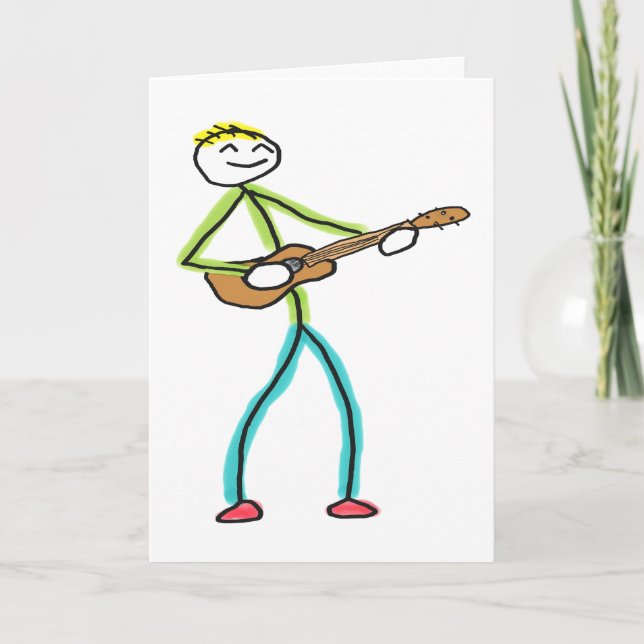 Ukulele Playing Stickman Karte (Vorderseite)