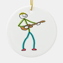 Ukulele Playing Stickman Keramik Ornament