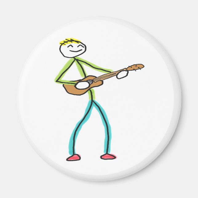 Ukulele Playing Stickman Magnet (Vorne)
