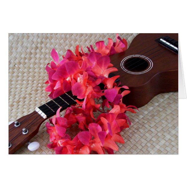 Ukulele & Red Blume Lei (Vorderseite (Horizontal))