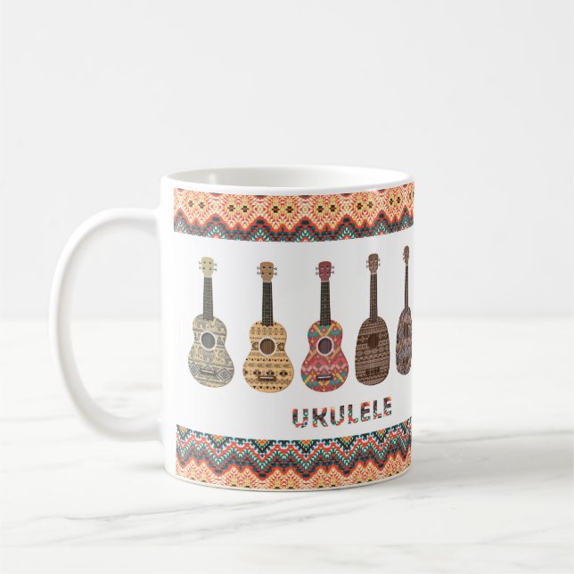Ukulele-Tasse des Volksstammtyps Geometric Muster Kaffeetasse (Links)