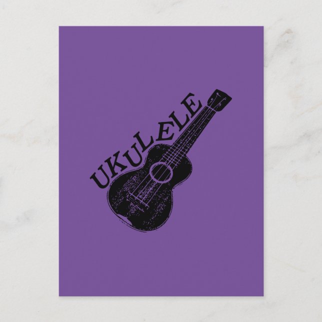 Ukulele Text und Bild Postkarte (Vorderseite)