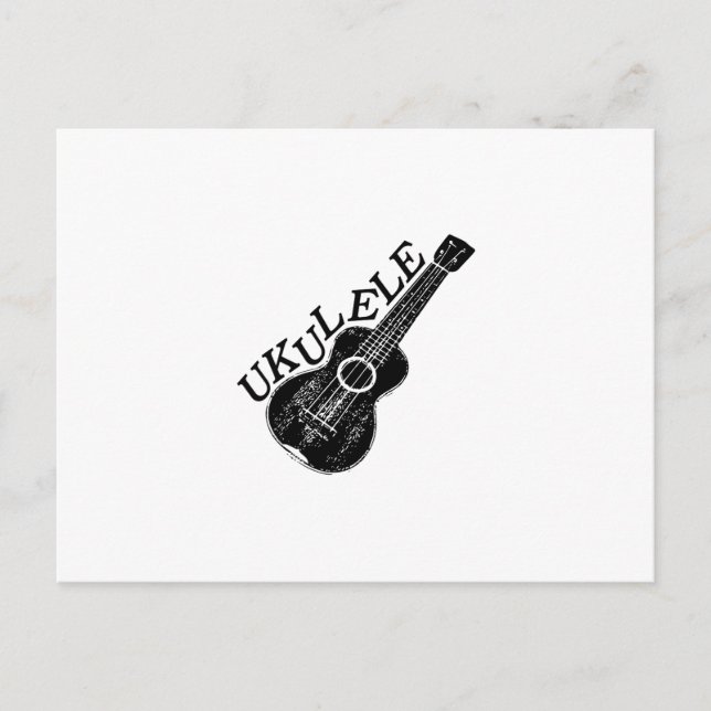 Ukulele Text und Bild Postkarte (Vorderseite)