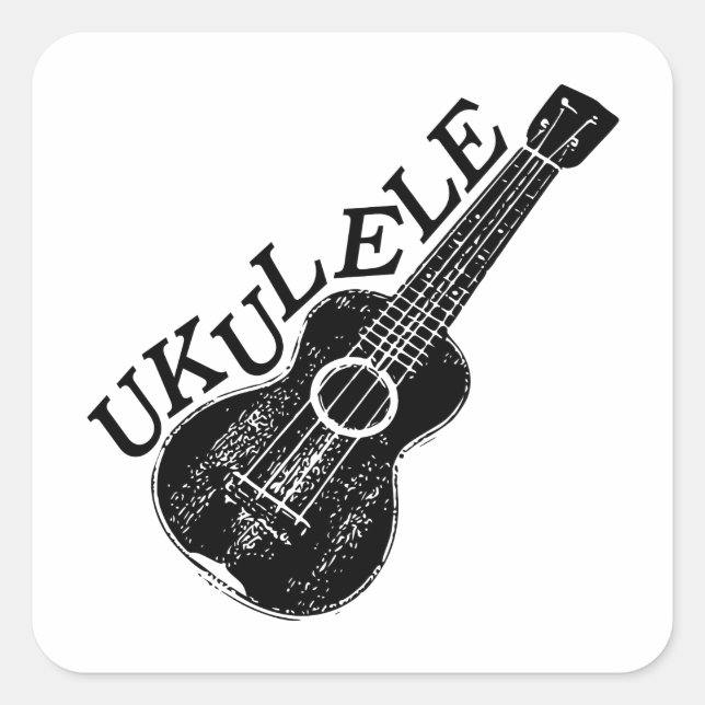 Ukulele Text und Bild Quadratischer Aufkleber (Vorderseite)