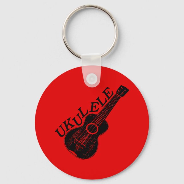 Ukulele Text und Bild Schlüsselanhänger (Vorderseite)