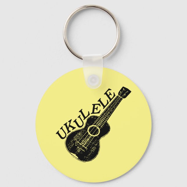 Ukulele Text und Bild Schlüsselanhänger (Vorderseite)