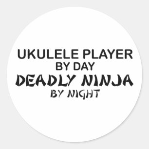 Ukulele Tödlicher Ninja bei Nacht Runder Aufkleber
