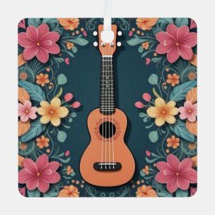 Ukulele Tropische Blumen Musikinstrument Benutzerd Ornament Aus Metall