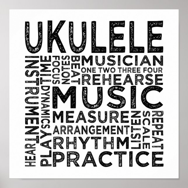 Ukulele Typografie Poster (Vorne)