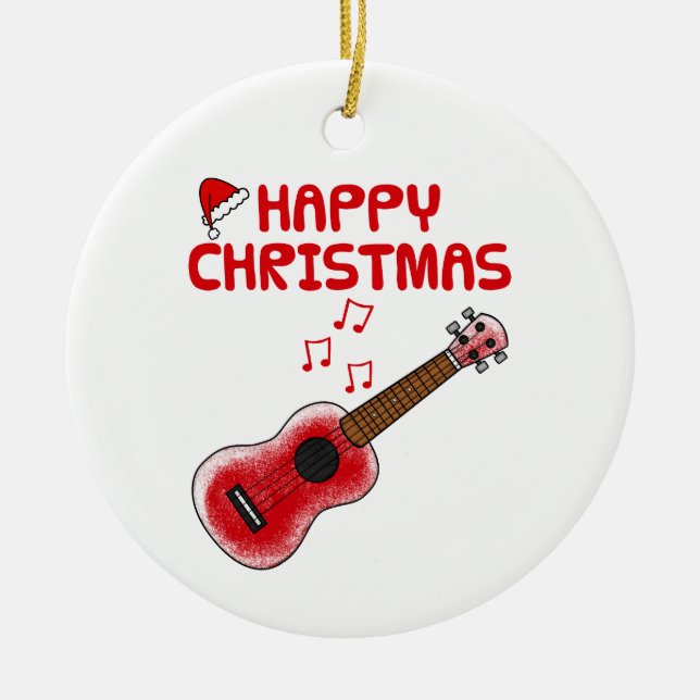 Ukulele Uke Joueur Musicien Ornement de Noël (Devant)