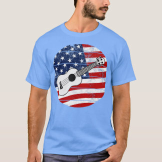 Ukulele USA Flag Ukulelist Musician 4. Juli T-Shirt