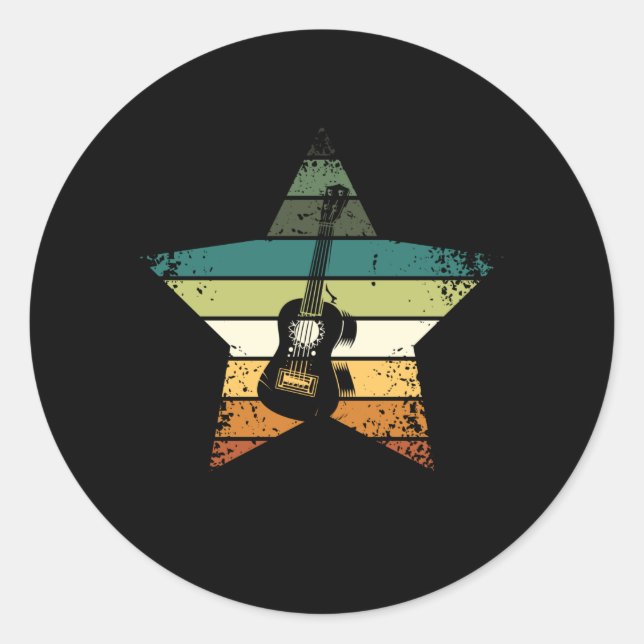 Ukulele Vintag Runder Aufkleber (Vorderseite)