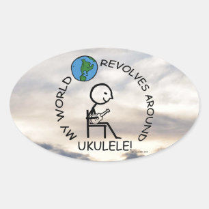 Ukulele - Weltumdrehungen um Oval Sticker