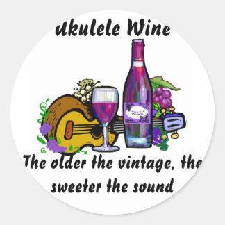 Ukulele Wine Runder Aufkleber