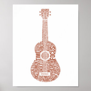 Ukulele Word Cloud Ukulele Player Hawaii Poster