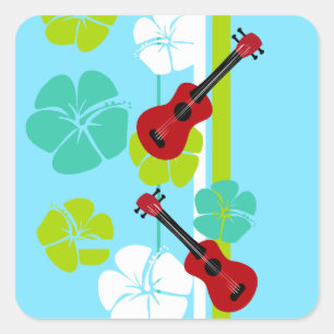 Ukulele-Zeit! Quadratischer Aufkleber