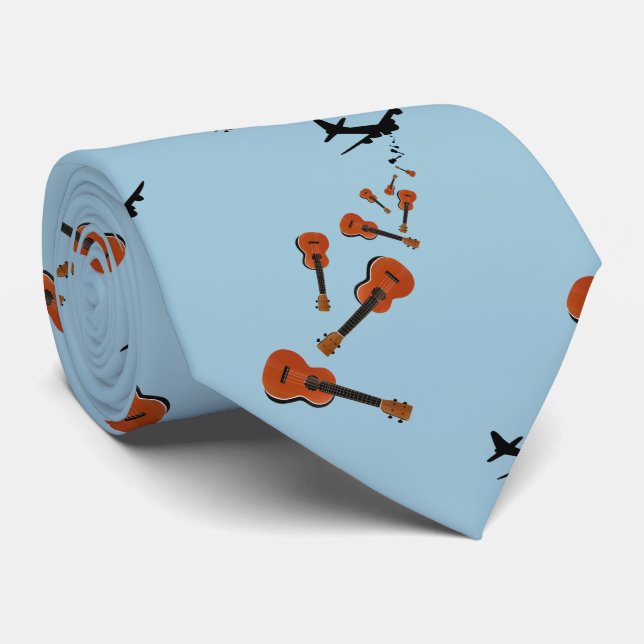 Ukuleles, die aus dem Flugzeug fallen gelassen wer Krawatte (Gerollt)