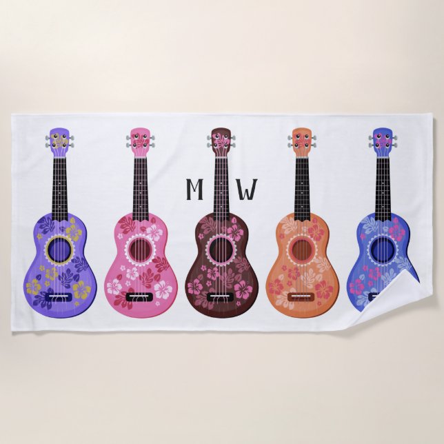 Ukuleles individuelles Mongram Strandtuch (Vorderseite)