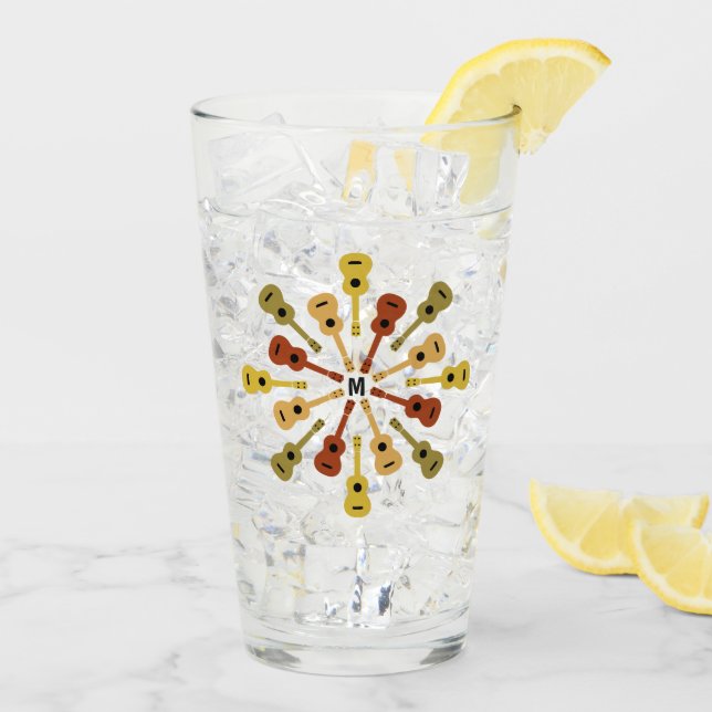 Ukuleles personnalisé verre à pinte monogramme (Dos glace)