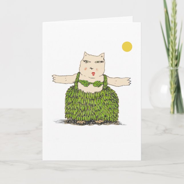 Ula, Exotic Hula Cat Card from Denis Gaston Art Karte (Vorderseite)
