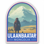 Ulaanbaatar Mongolei - Falconeria Locarno Vintag Aufkleber<br><div class="desc">Ulaanbaatar Retro Vektor Reise Design. Es liegt im Tal des Flusses Tuul,  an der Grenze zum Nationalpark Bogd Khan Uul.</div>