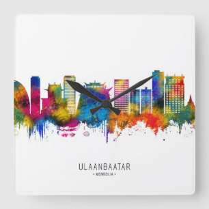 Ulaanbaatar Mongolia Skyline Quadratische Wanduhr