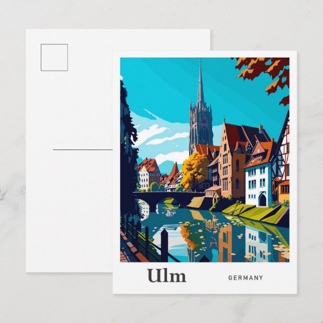 Ulm Germany Travel Vintag Illustration Postkarte (Vorne/Hinten)