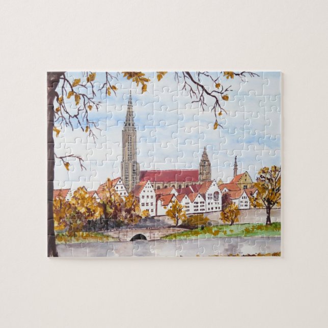 Ulm Kathedrale Deutschland Stadtbild Acrylmalerei (Horizontal)